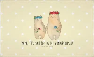 Produktbild von Mr. & Mrs. Panda Handtuch Bären mit Blumenkranz - Gelb Pastell - Geschenk, Kinder, Flauschtuch, Mutter, Familie, gesichtstuch, Muttertag, Mama, frottierhandtuch, kleines