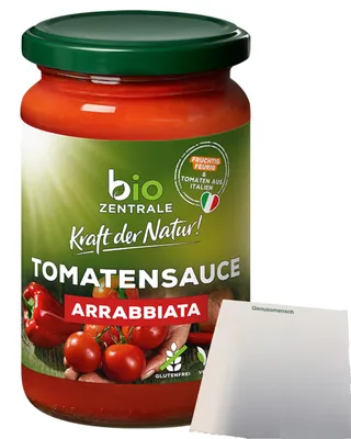 Produktbild von biozentrale Tomatensauce Arrabbiata (350g Glas) + usy Block