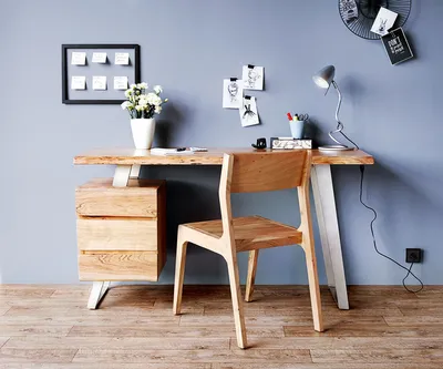 Produktbild von DELIFE Schreibtisch Live-Edge 150x60 cm Akazie Natur 3 Schübe