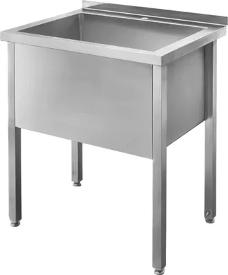 Zdjęcie produktu dla Basen zlewozmywak zlew ze stali nierdzewnej jednokomorowy przyścienny spawany Mega-M 70x70x85 cm