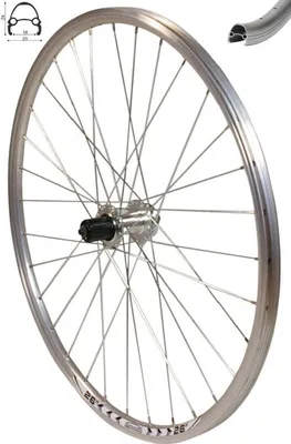 Produktbild von REDONDO 26 Zoll Hinterrad Laufrad Fahrrad V Profil Felge Silber Disc