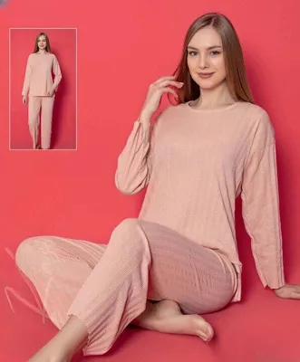 Immagine prodotto di Pigiama da donna pigiama colore salmone M lungo 2 pezzi S-63
