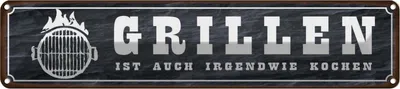 Produktbild von vianmo Blechschild 10x46 cm Grillen ist auch Kochen Essen Trinken