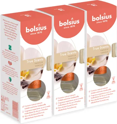 Produktbild von Bolsius 3er Set Duftstäbchen, Vanille, 45 ml