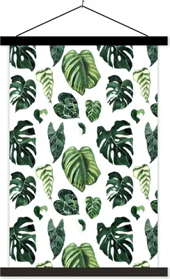 Produktbild von MuchoWow® Textilposter Tropisch - Blätter - Grün 120x180 cm mit schwarzem Rahmen - Fotos