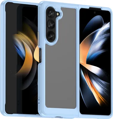 Immagine prodotto di Custodia per Samsung Galaxy Z Fold5 trasparente, antiurto TPU silicone custodia protettiva blu