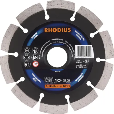 Produktbild von Rhodius Diamanttrennscheibe LD 50 125x6,5x1,6x22,23mm Stein Alphaline - 303186