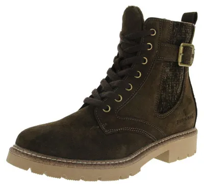 Produktbild von Damen Stiefeletten aus braunem Rauleder mit Reißverschluss, Schnürung und 3 cm Absatz, Größe 37