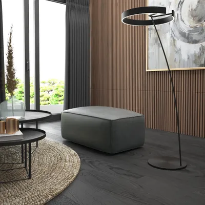 Productafbeelding van Designvoetbank, model HELMER, bekleed met stof Pola in donkergrijs