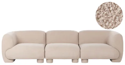 Produktbild von BELIANI 3-Sitzer Sofa Beige Bouclé Teddy-Optik Modular Niedrige Sitzhöhe mit Breiten Armlehnen Freistellbar Modernes Polstersofa Modulsofa