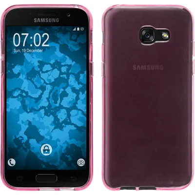 Produktbild von PhoneNatic Case kompatibel mit Samsung Galaxy A7 (2017) - rosa Silikon Hülle transparent + 2 Schutzfolien