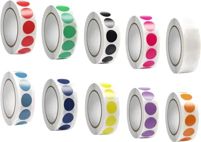 Imagen del producto de Etiquetas redondas de 13 mm, 10 rollos x 1000 unidades, autoadhesivas, de colores, para cuadernos