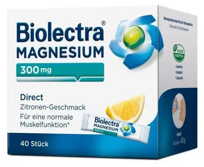 Obrázok produktu pre Biolectra Magnesium 300 mg Direct Zitrone Sticks 40 tyčiniek