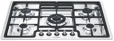 Produktbild von Smeg PGF75-4 Gas-Kochfeld, 70 cm Breite, Edelstahlrahmen, 5 Kochstellen, Wok-Kochfeld