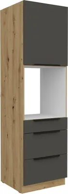Obrázek produktu pro Skříň na vestavnou troubu se šuplíky LUNARA - šířka 60 cm, grafit / dub artisan