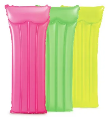 Image de Chaise longue gonflable néon 183x76cm 3 couleurs dans un sac