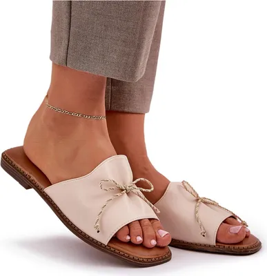 Produktbild von Flache Sandalen Mit Dekorativem Schleifenbezug Beige Deonelis 38