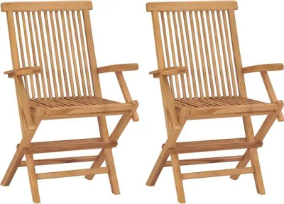 Image de vidaXL vidaXL - Chaises de jardin - pliables - 2 - St - massif - Teck