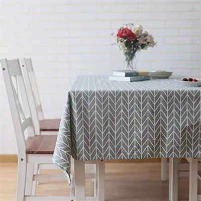 Produktbild von Tischdecke Rechteckig Baumwolle Leinen 160 x 120 cm Grau