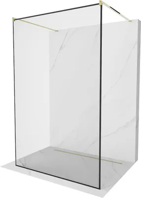Produktbild von Mexen Kioto freistehende Duschwand 160 x 200 cm, schwarzes Muster 8 mm, gold- 800-160-002-50-70