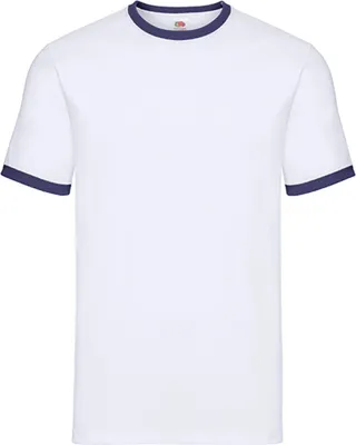 Image de Fruit of the Loom 61-168-0 | T-shirt homme Ringer - Couleur : Blanc/Black - Taille : XXL