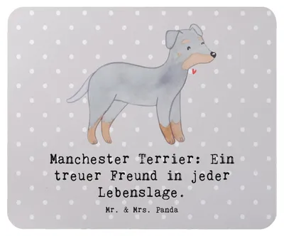 Produktbild von Mr. & Mrs. Panda Mouse Pad Manchester Terrier Freundschaft - Grau Pastell - Geschenk, Hundeliebhaber, pc mauspad, intelligenter Hund, Mousepad, Hunderassen Eigenschaften