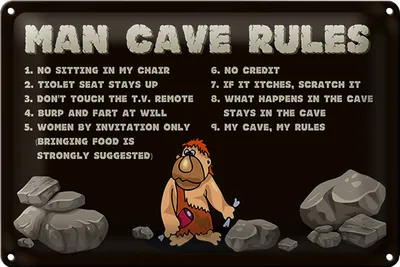 Produktbild von Blechschild Spruch 40x30cm man cave rules Männer Regeln