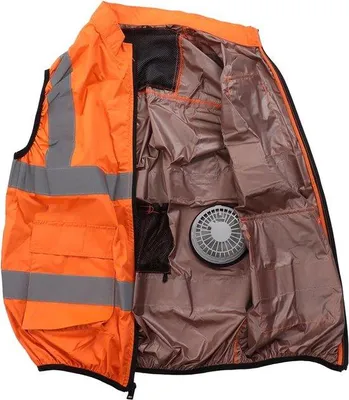 Image de Gilet rafraîchissant avec 2 ventilateurs et bandes réfléchissantes - Été