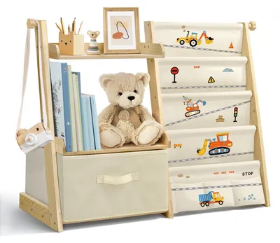 Produktbild von Kinderbuchregal mit 4 Regalen und Aufbewahrungsbox