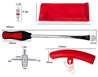 Produktbild von Motorrad Reifenreparatur-Set - Reifenheber/Montierhebel - 30 cm Löffel-Design - Felgenschoner - Kohlenstoffstahl + Kunststoff - 400 g