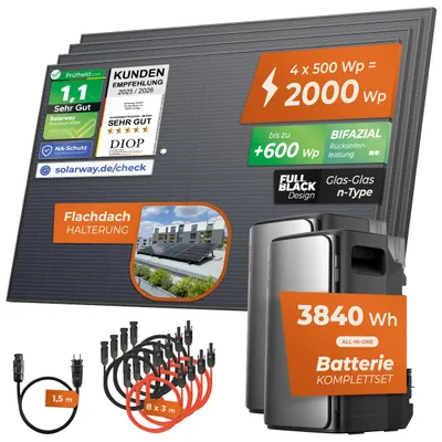 Produktbild von SOLARWAY®️ 2000 Watt Pro Balkonkraftwerk | EcoFlow STREAM Ultra 1920 Wh Batterie + EcoFlow STREAM AC Pro