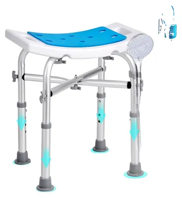 Produktbild von VEVOR Duschstuhl, höhenverstellbarer Duschhocker, Duschsitz für die Dusche oder Badewanne, rutschfester Badewannenhocker für ältere Menschen, Behinderte und Handicaps, 158,8 kg Tragfähigkeit, 405-480 mm