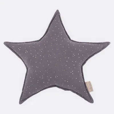 Produktbild von KraftKids Sternkissen Musselin goldene Punkte auf Grau Musselin goldene Punkte auf Grau