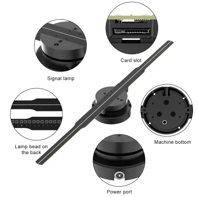 Zdjęcie produktu dla PD45 Projektor hologramowy 3D, reklama, wyświetlacz, wentylator, uchwyt ścienny, 3D gołym okiem HD LED foto-wentylator wideo z 352 kulkami świetlnymi LED, znak zdalnego sterowania, wyświetlanie ekranu w czasie rzeczywistym dla firm, biznesu, sklepów, barów, wystaw, rozrywki, wakacji, wydarzeń, karta pamięci 16 GB