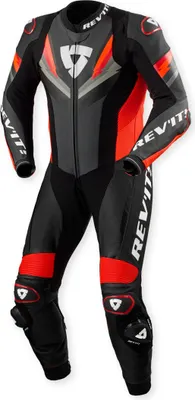 Image de Combinaison moto en cuir perforé Revit Quantum 3 pièces, anthracite/rouge fluo, 50