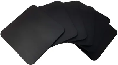 Eckige Leder-Untersetzer 10 cm, schwarz, 6 Stück