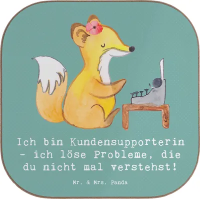 Produktbild von Mr. & Mrs. Panda Untersetzer für Gläser Kundensupporterin Heldin - Meeresbrise - Geschenk, Beruf, Berufspassion, Tassenuntersetzer, Kundenberatung, Berufsgestaltung, Glas