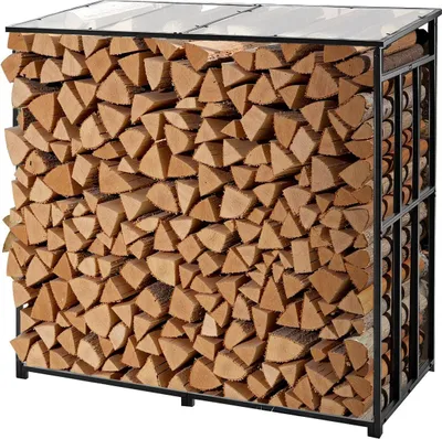 Produktbild von Kaminholzregal Metall - Brennholzunterstand - 143 x 70 x 143 cm - Tragkraft 300 kg - Wetterfest - Für Veranda, Terrasse, Garten - Einfache Montage