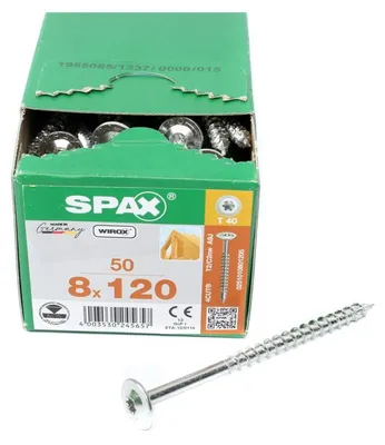 Image de SPAX® 0251010801205 SPAX® Holzbauschrauben T40 Tellerkopf WIROX 0251010801205 8 mm x 120 mm, 50 St.
