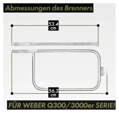 Produktbild von Ersatzbrenner für Weber Gasgrill Q300, Q320, Q3000, Q3200 - Zubehör für Gasgrills - Brenner Set aus Edelstahl