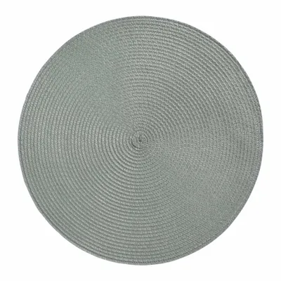 Produktbild von 4er Set Platzset Rund Ø 38 cm Abwaschbar Tischset Platzmatte in Bast-Optik Platzdeckchen Tisch Untersetzer Salbei
