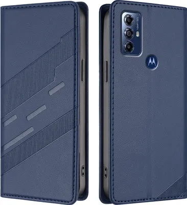 Produktbild von Hülle für Motorola Moto G Play 2022, Kunstleder Brieftaschen Handyhülle mit Kartenfach und Standfunktion Blau