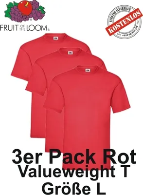 Obrázek produktu pro balení 3er/5er/10er Valueweight T Shirt Fruit of the Loom S M L XL 2XL 3XL Red L 3er
