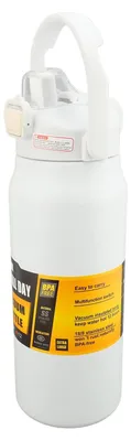 Immagine prodotto di Omgoods - Borraccia termica da 1500 ml - A doppia parete - Acciaio inossidabile - Antifuoriuscita - Antiscivolo - Con cannuccia - Bottiglia d'acqua