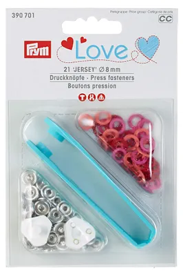 Love Jersey Druckknöpfe rot/orange/rosa 8 mm 1 St.