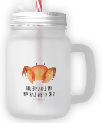 Produktbild von Mr. & Mrs. Panda Glas Sternzeichen Krebs - Transparent - Geschenk, Cocktailglas, Geburtstag Juli, mit deckel, Meerestier, Mason Jar, Krebse, Meer, Krabbe, becher henkel