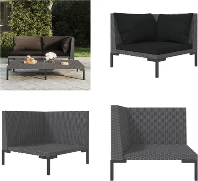 Produktbild von vidaXL Gartensofa mit Kissen Halbrundes Poly Rattan - Gartensofa - Gartensofas - Sofa - Outdoor Sofa