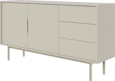 Produktbild von Selsey Viviaro - Sideboard 2-türig mit 3 Schubladen, Graubeige, 154 cm
