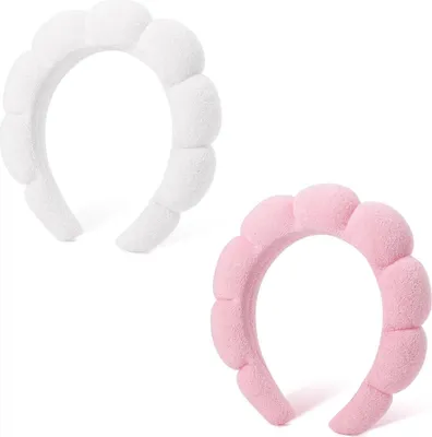 Produktbild von Spa Stirnband Damen Schwamm Frottee Makeup Hautpflege 2er Set Wolkenform