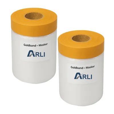 Produktbild von ARLI 2x Goldband Masker 550 mm x 25 m Abdeckfolie mit Klebeband Malerfolie Transparent Baufolie Tape